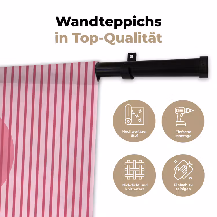 Abstract - Strepen - Ovaal - Roze - Modern Wandkleed katoen klein -tsfeer2_DE