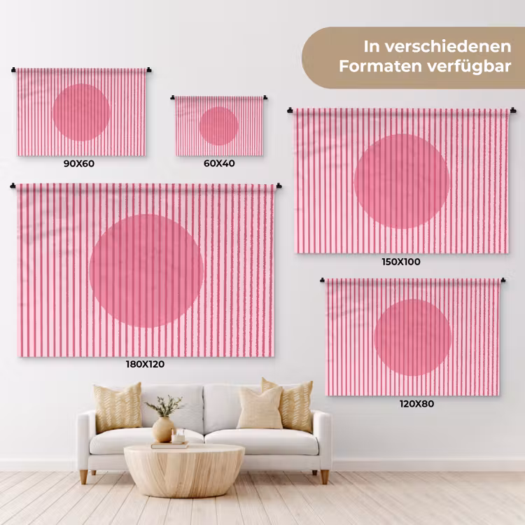 Abstract - Strepen - Ovaal - Roze - Modern Wandkleed katoen klein -tsfeer8_DE