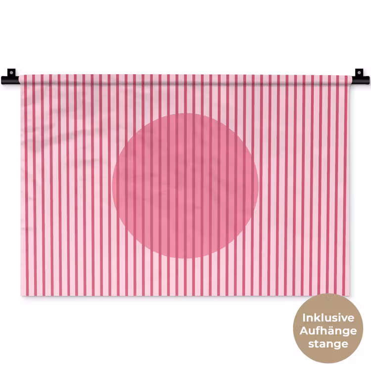 Abstract - Strepen - Ovaal - Roze - Modern Wandkleed katoen klein -t3d_DE