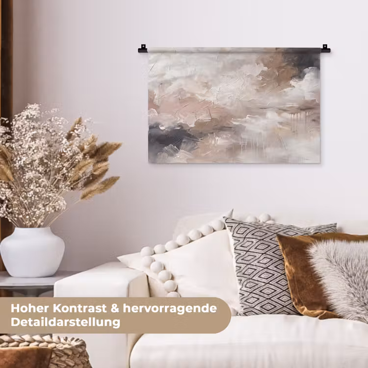 Abstract - Textuur - Kunst - Modern - Beige Wandkleed katoen klein -tsfeer1_DE