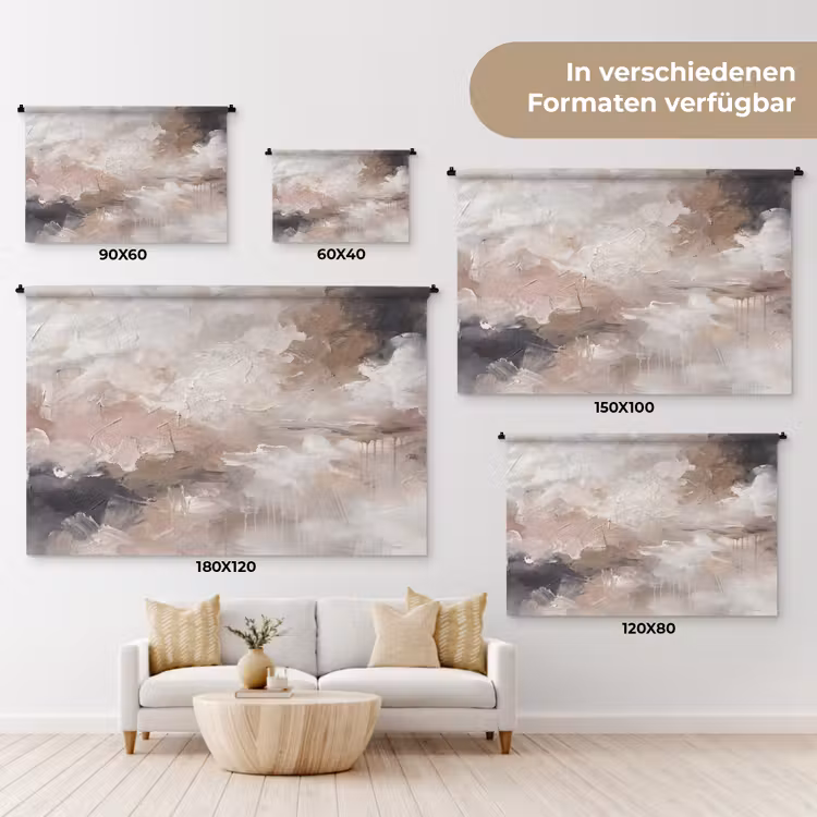 Abstract - Textuur - Kunst - Modern - Beige Wandkleed katoen klein -tsfeer8_DE