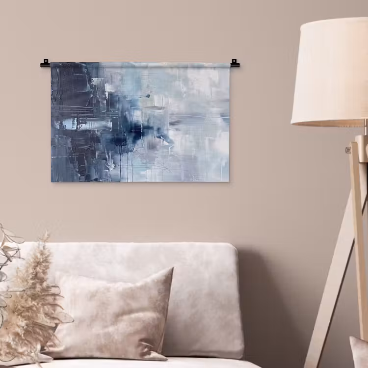 Abstract - Textuur - Kunst - Modern - Blauw Wandkleed katoen klein -sfeer4