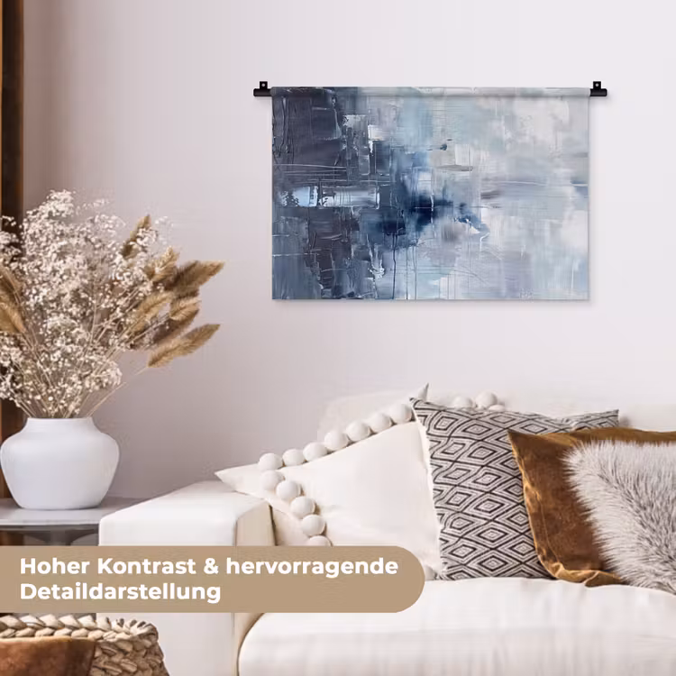 Abstract - Textuur - Kunst - Modern - Blauw Wandkleed katoen klein -tsfeer1_DE