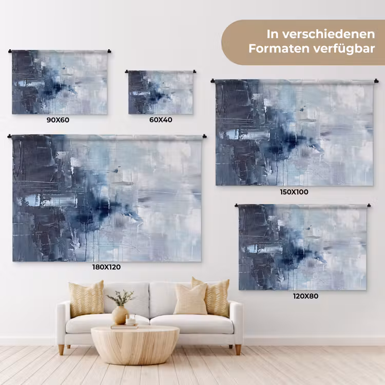 Abstract - Textuur - Kunst - Modern - Blauw Wandkleed katoen klein -tsfeer8_DE