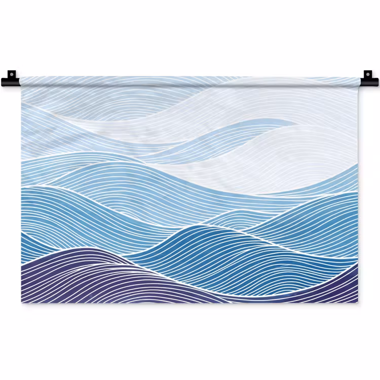 Abstract - Golven - Patroon - Blauw - Modern Wandkleed katoen klein -zz3d