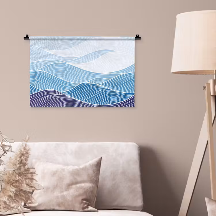 Abstract - Golven - Patroon - Blauw - Modern Wandkleed katoen klein -sfeer4