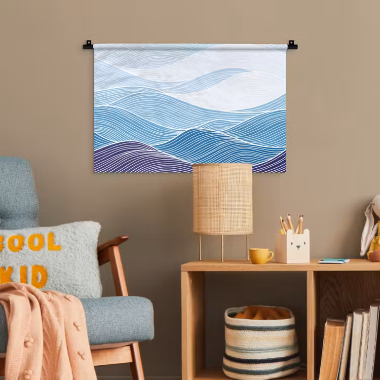 Abstract - Golven - Patroon - Blauw - Modern Wandkleed katoen klein -wsfeer4_kind