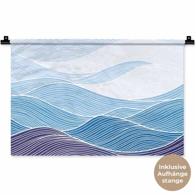 Abstract - Golven - Patroon - Blauw - Modern Wandkleed katoen klein -t3d_DE