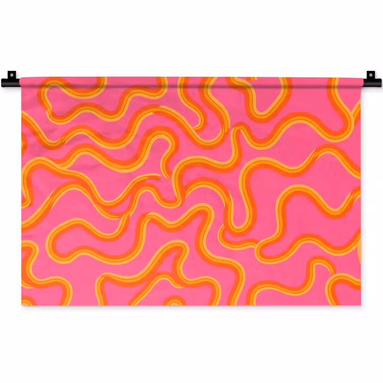 Abstract - Golvende lijnen - Modern - Kleurrijk Wandkleed katoen klein -zz3d