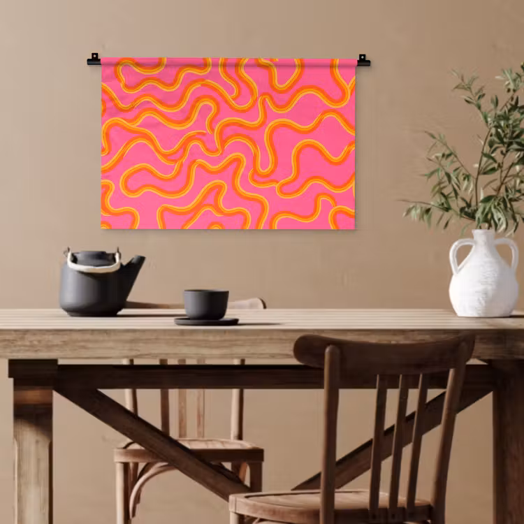 Abstract - Golvende lijnen - Modern - Kleurrijk Wandkleed katoen klein -sfeer6