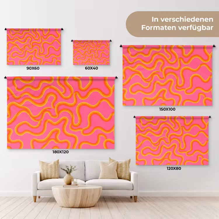 Abstract - Golvende lijnen - Modern - Kleurrijk Wandkleed katoen klein -tsfeer8_DE