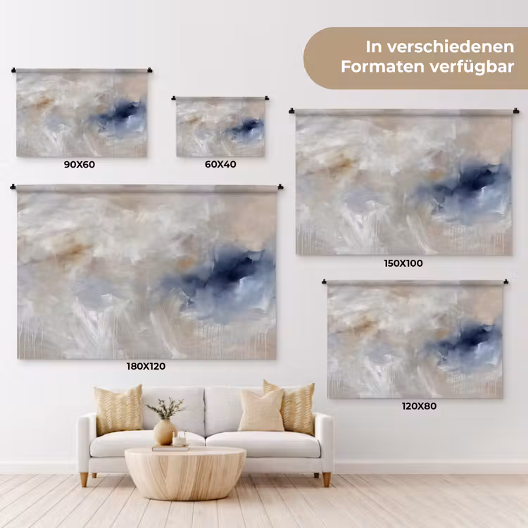 Abstract - Wolken - Sfeer - Modern - Beige Wandkleed katoen klein -tsfeer8_DE