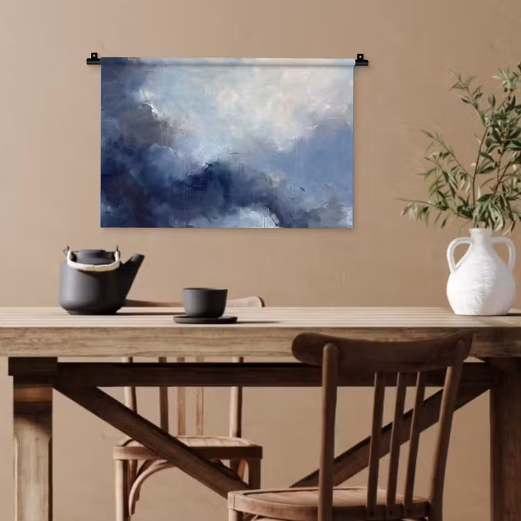 Abstract - Wolken - Modern - Blauw - Kunst Wandkleed katoen klein -sfeer6