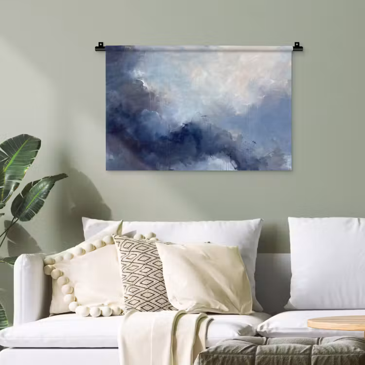 Abstract - Wolken - Modern - Blauw - Kunst Wandkleed katoen klein -sfeer7