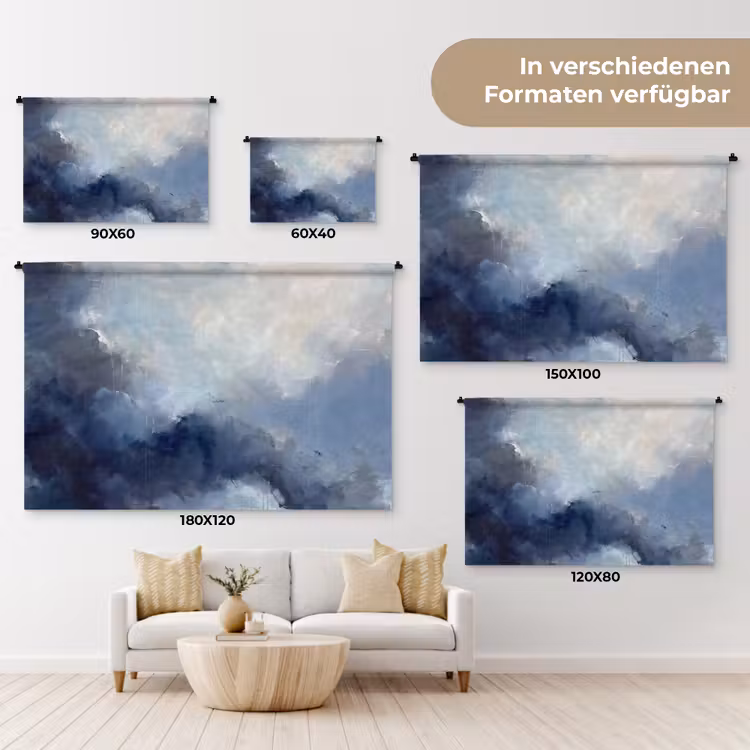 Abstract - Wolken - Modern - Blauw - Kunst Wandkleed katoen klein -tsfeer8_DE
