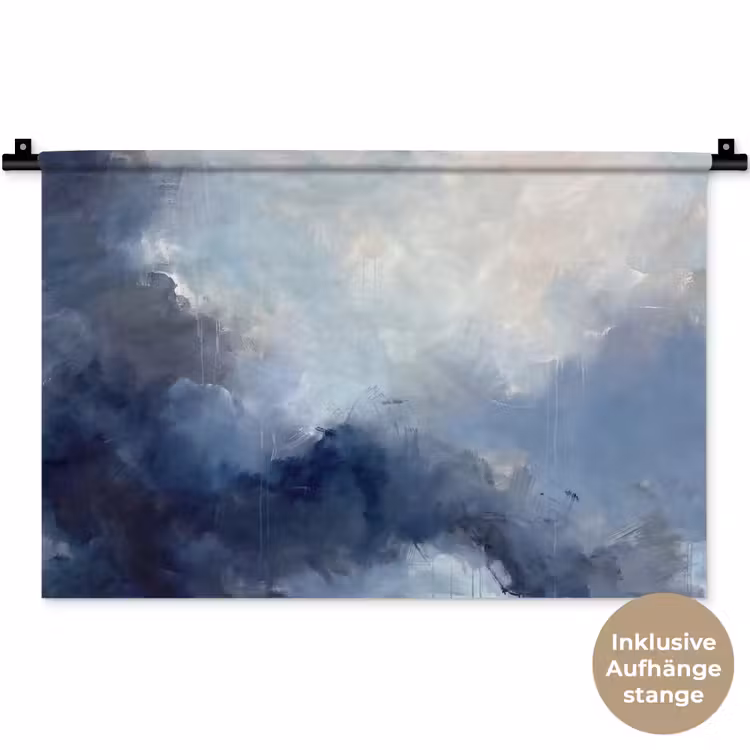 Abstract - Wolken - Modern - Blauw - Kunst Wandkleed katoen klein -t3d_DE