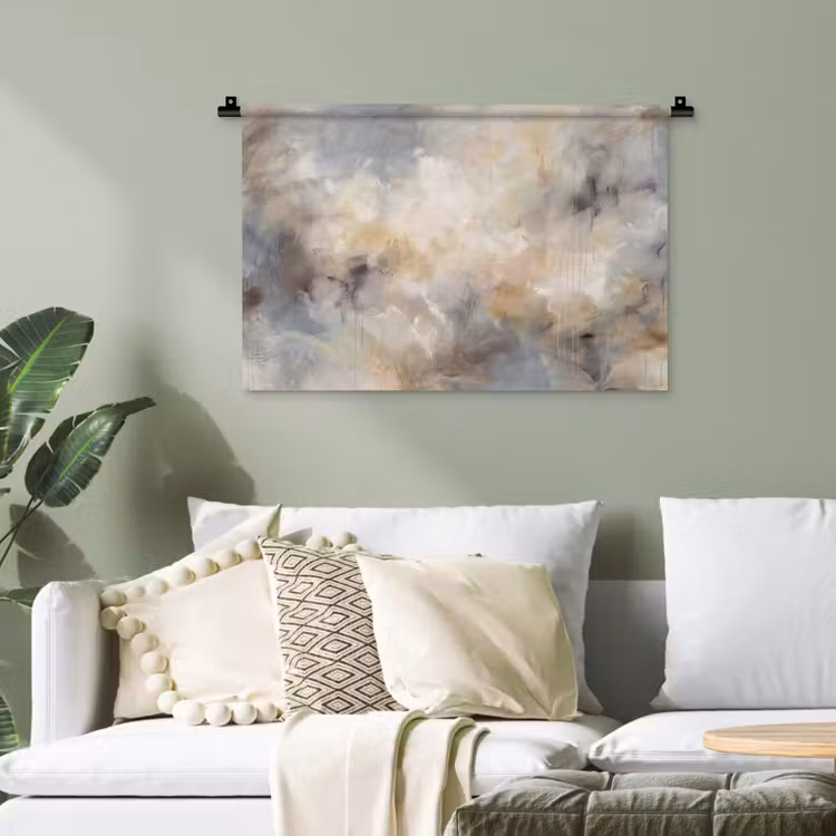 Abstract - Wolken - Sfeervol - Beige - Grijs Wandkleed katoen klein -sfeer7