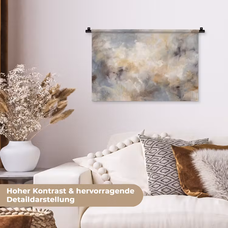 Abstract - Wolken - Sfeervol - Beige - Grijs Wandkleed katoen klein -tsfeer1_DE