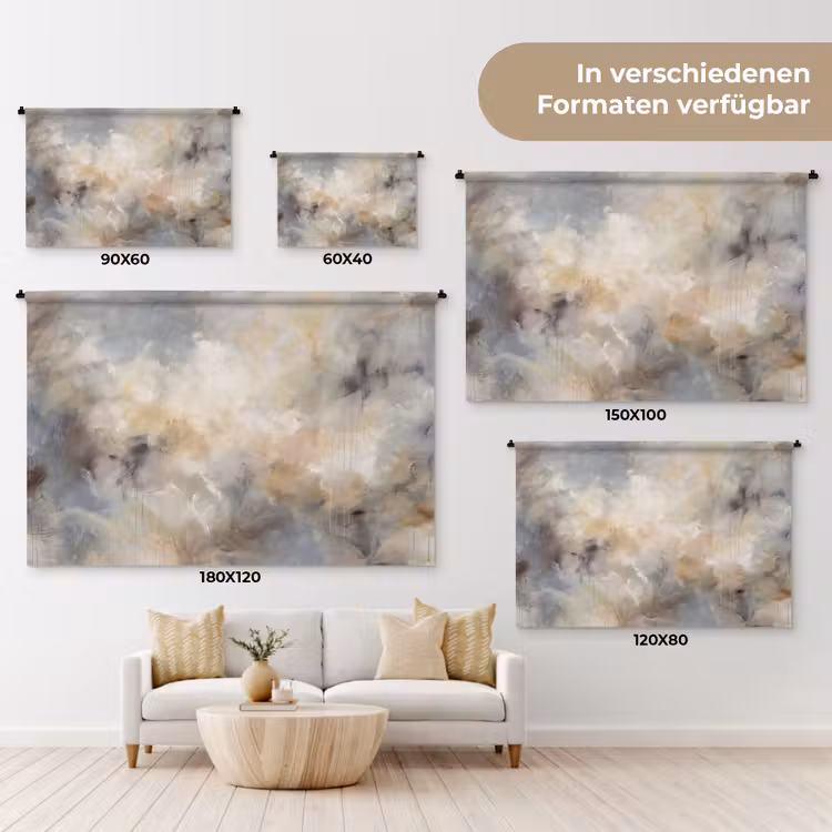 Abstract - Wolken - Sfeervol - Beige - Grijs Wandkleed katoen klein -tsfeer8_DE