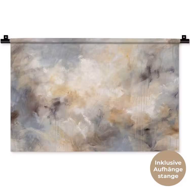 Abstract - Wolken - Sfeervol - Beige - Grijs Wandkleed katoen klein -t3d_DE
