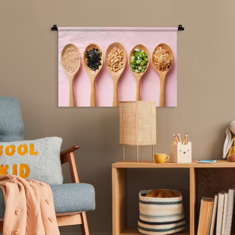 Ingrediënten - Lepels - Hout - Roze Wandkleed katoen klein -wsfeer4_kind
