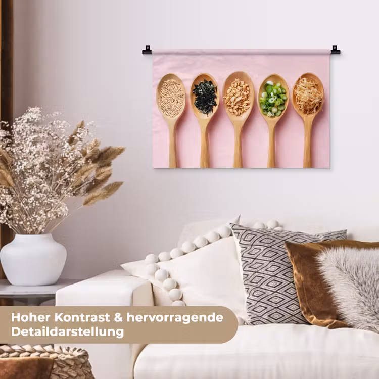 Ingrediënten - Lepels - Hout - Roze Wandkleed katoen klein -tsfeer1_DE