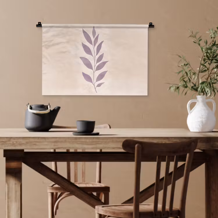 Tak - Bladeren - Minimalistisch - Beige Wandkleed katoen klein -sfeer6