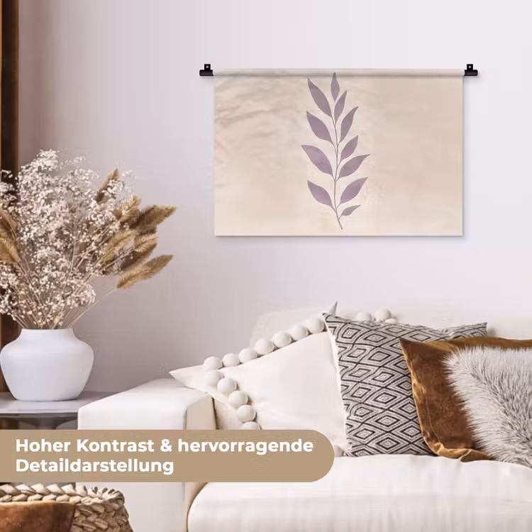 Tak - Bladeren - Minimalistisch - Beige Wandkleed katoen klein -tsfeer1_DE