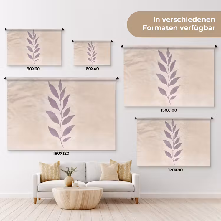 Tak - Bladeren - Minimalistisch - Beige Wandkleed katoen klein -tsfeer8_DE