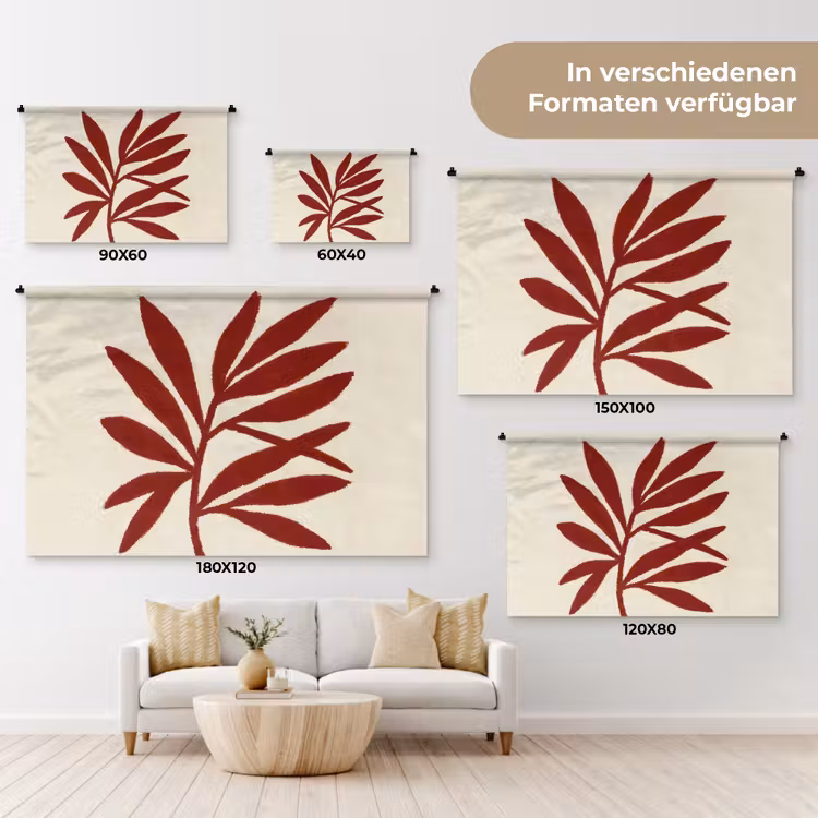 Tak - Bladeren - Rood Wandkleed katoen klein -tsfeer8_DE