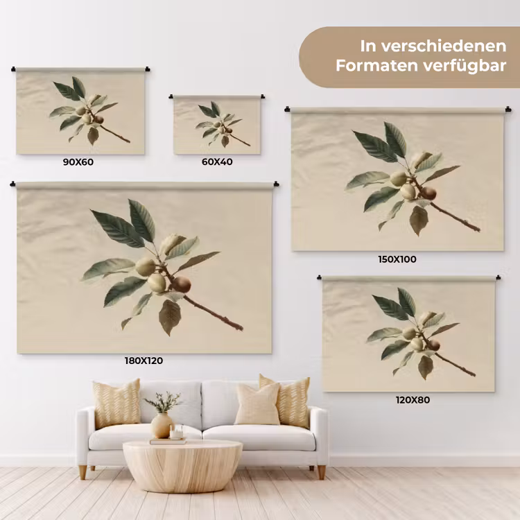 Tak - Groene Bladeren - Vruchten Wandkleed katoen klein -tsfeer8_DE
