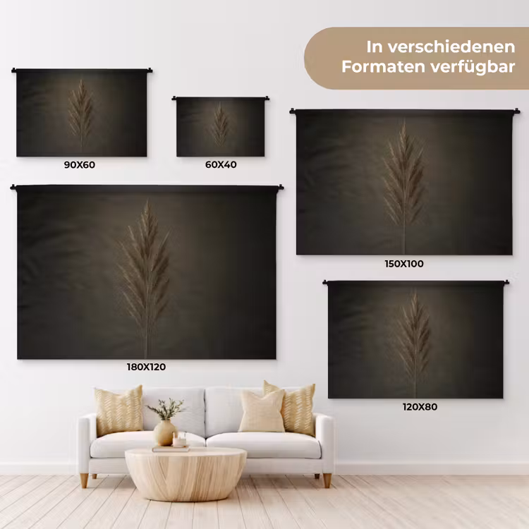 Tak - Pluimgras - Donkerbruin Wandkleed katoen klein -tsfeer8_DE