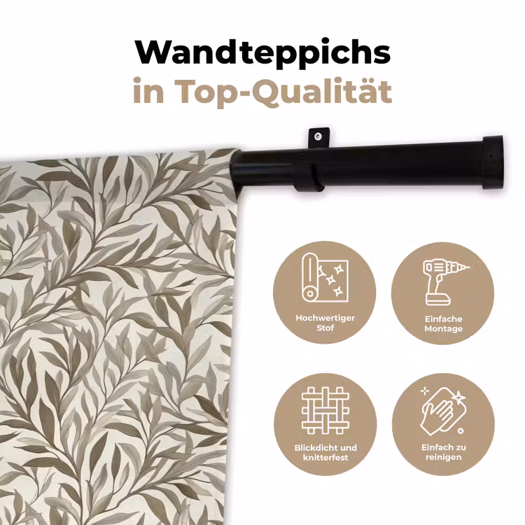 Takken - Botanisch - Taupe Wandkleed katoen klein 269 -tsfeer2_DE