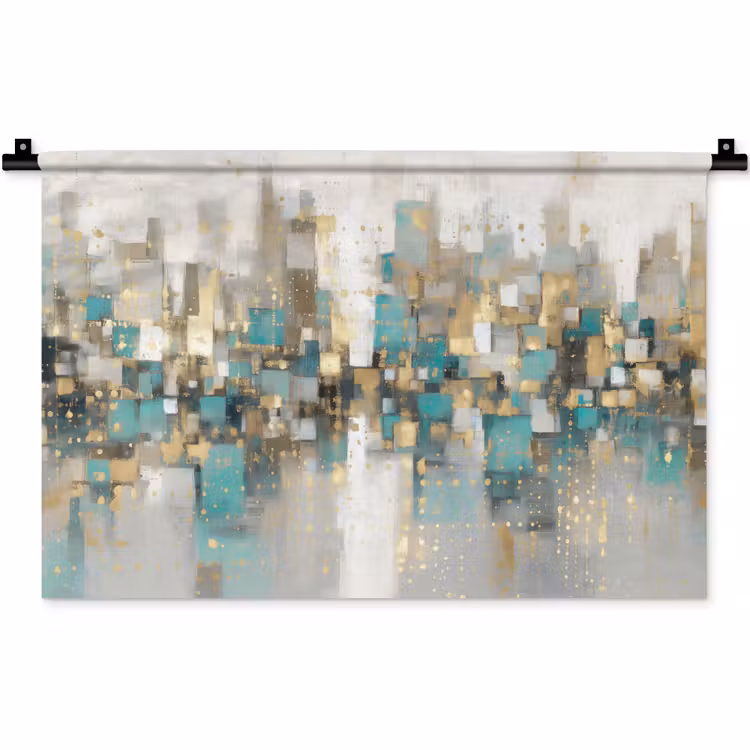 Abstract - Blokken - Goud - Skyline Wandkleed katoen klein -zz3d