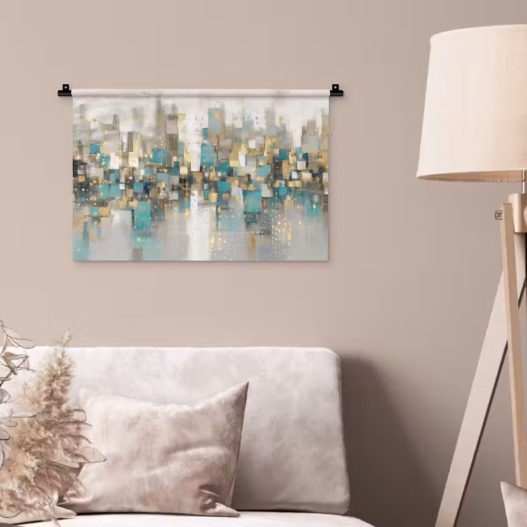 Abstract - Blokken - Goud - Skyline Wandkleed katoen klein -sfeer4