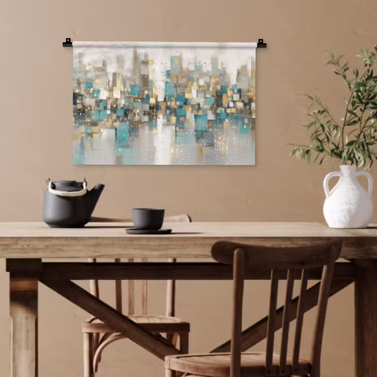Abstract - Blokken - Goud - Skyline Wandkleed katoen klein -sfeer6