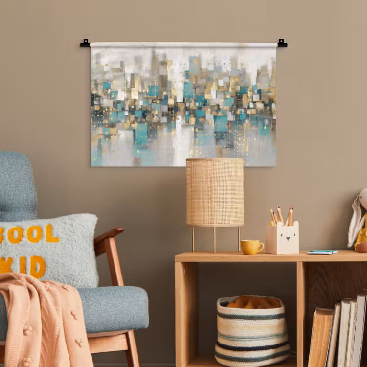 Abstract - Blokken - Goud - Skyline Wandkleed katoen klein -wsfeer4_kind