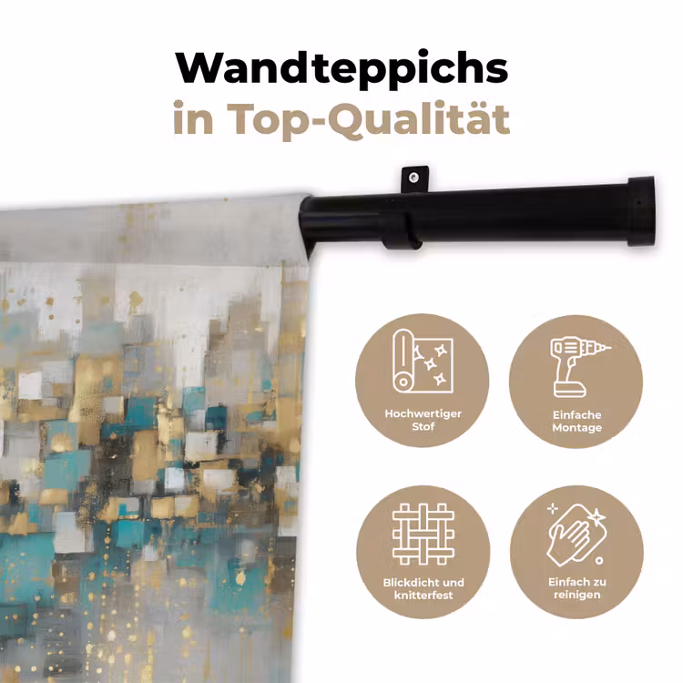 Abstract - Blokken - Goud - Skyline Wandkleed katoen klein -tsfeer2_DE