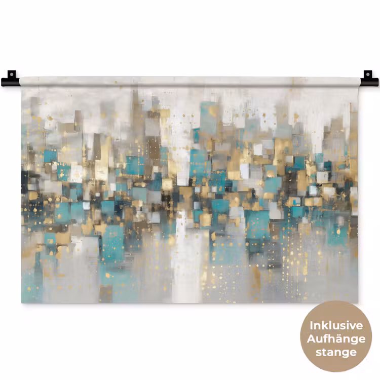 Abstract - Blokken - Goud - Skyline Wandkleed katoen klein -t3d_DE