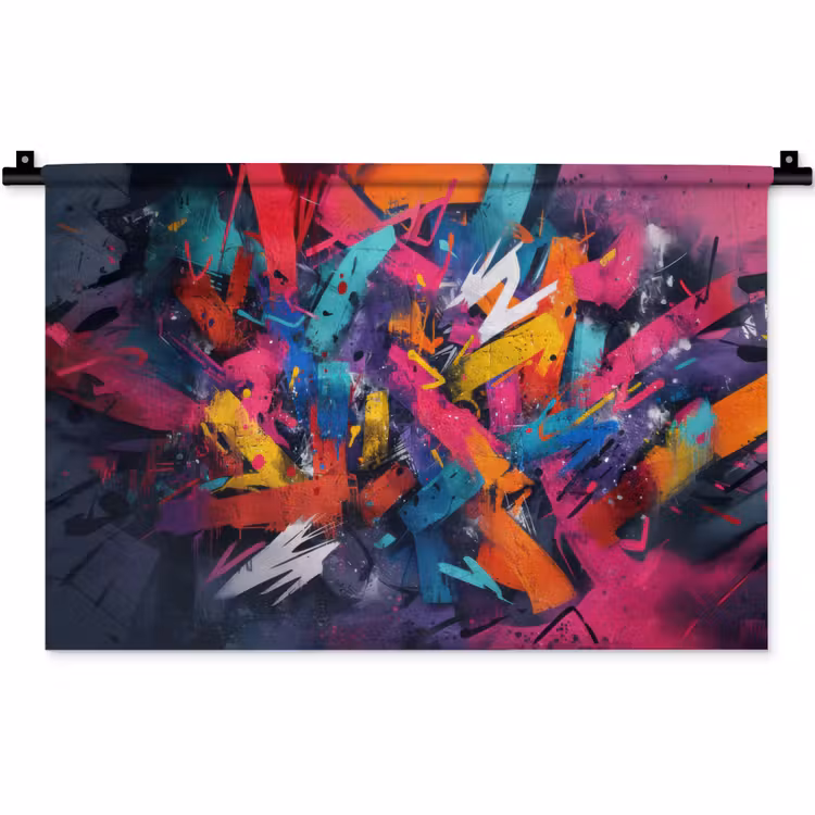 Abstract - Explosie - Neonkleuren Wandkleed katoen klein -zz3d