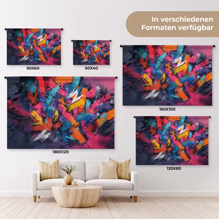 Abstract - Explosie - Neonkleuren Wandkleed katoen klein -tsfeer8_DE