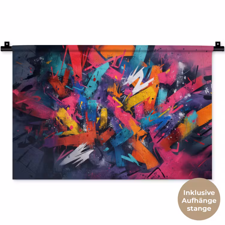 Abstract - Explosie - Neonkleuren Wandkleed katoen klein -t3d_DE