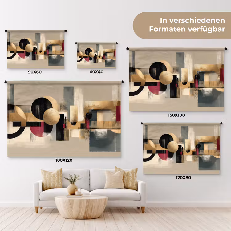 Abstract - Vormen - Beige - Texturen Wandkleed katoen klein -tsfeer8_DE