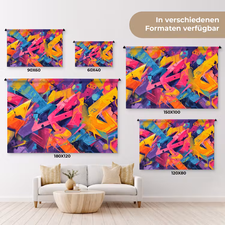 Abstract - Vormen - Kleurrijk Wandkleed katoen klein -tsfeer8_DE