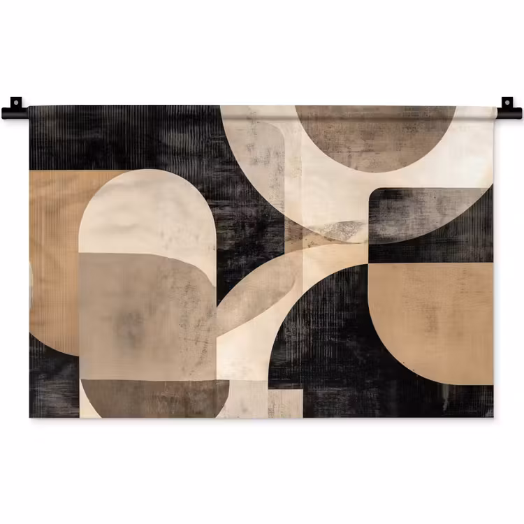 Abstract - Vormen - Modern - Beige Wandkleed katoen klein -zz3d