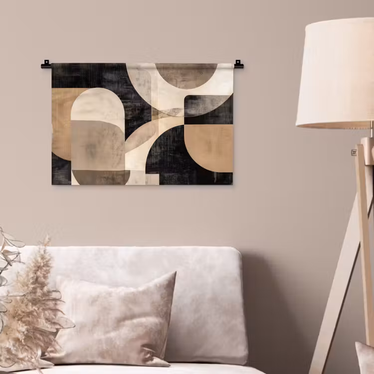 Abstract - Vormen - Modern - Beige Wandkleed katoen klein -sfeer4