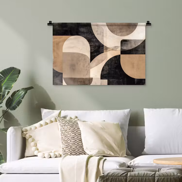 Abstract - Vormen - Modern - Beige Wandkleed katoen klein -sfeer7