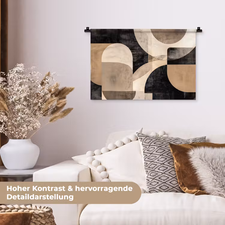 Abstract - Vormen - Modern - Beige Wandkleed katoen klein -tsfeer1_DE