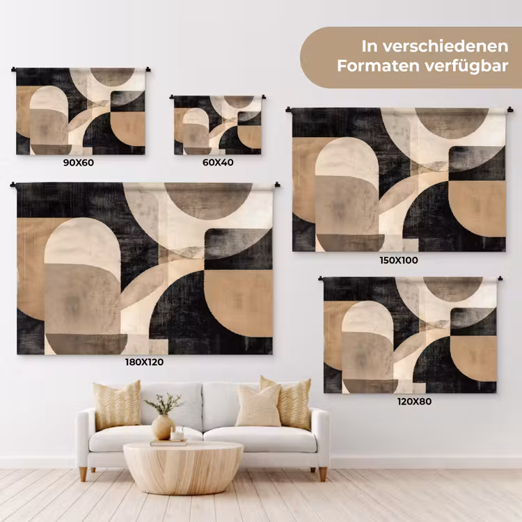 Abstract - Vormen - Modern - Beige Wandkleed katoen klein -tsfeer8_DE