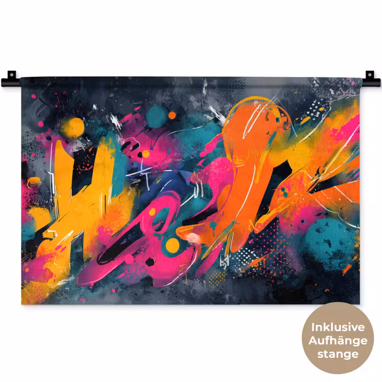 Abstract - Graffiti - Kleurrijk - Verfspatten Wandkleed katoen klein -t3d_DE